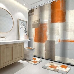 Lnond Łazienkowe zestawy zasłon prysznicowych z dywanami, nowoczesne