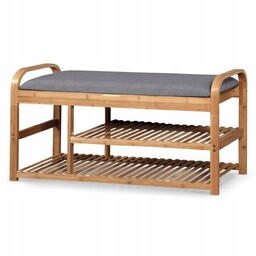 Ławka ze schowkiem tapicerowana, półka na buty szara