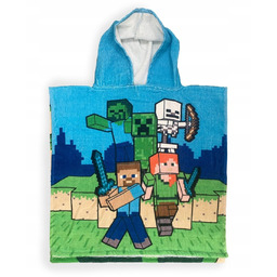 Minecraft Ponczo 110 x 55 cm niebieski