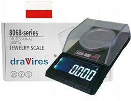 Waga elektroniczna jubilerska draVires 50g 0.001g naklejka