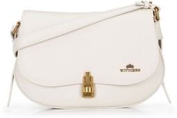 Damska torebka na ramię z naturalnej skóry kremowa