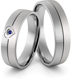 Obrączki ślubne palladowe 5 mm z sercem