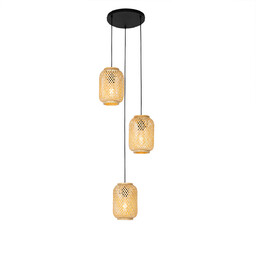 Orientalna lampa wisząca bambusowa 3-światłowa - Yvonne