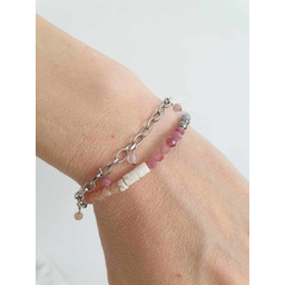 Pakamera Bransoletka łańcuszkowa, kamień słoneczny, kwarc różowy, turmalin