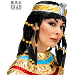 Peruka Kleopatry z opaską i kołnierzem