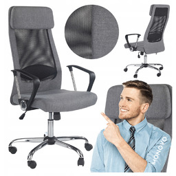 Fotel Obrotowy do Biurka Zoom Szary Tapicerowany Siatka