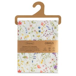 Eurofirany Obrus 140x220 Anna biały kolorowy kwiaty plamoodporny