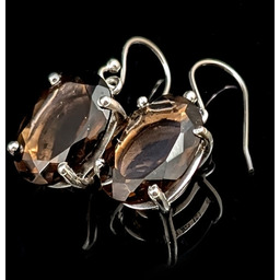 Pakamera Kolczyki srebrne dostojne kwarce dymne