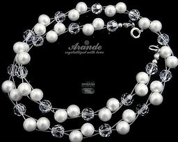 Naszyjnik Kryształy Ślubny Crystal Pearl Srebro