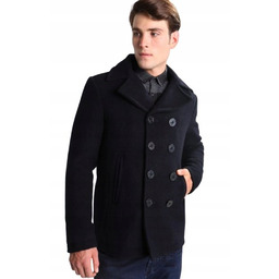 SCHOTT NYC DWURZĘDOWA WEŁNIANA KURTKA Z KLAPAMI CZARNA