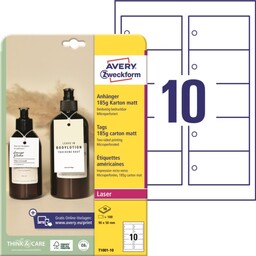 Etykiety/zawieszki kartonowe 90x50 białe 185g AVERY ZWECKFORM mikroperforowane