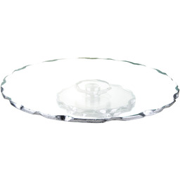 Patera szklana dekoracyjna obrotowa srebrna 4,5x33x33 137311