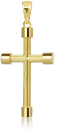 Nowoczesny krzyżyk męski srebrny pozłacany