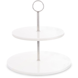 Patera piętrowa dekoracyjna biało srebrna 24x25x25 164428