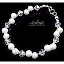 Bransoletka Kryształy Ślubna Crystal Pearl Srebro