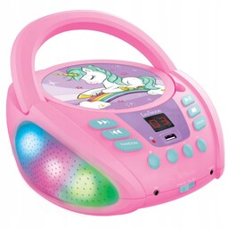 Lexibook Unicorn Jednorożec Przenośny odtwarzacz CD Boombox RCD109UNI