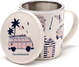 Kubek porcelanowy z zaparzaczem i pokrywą - Volkswagen