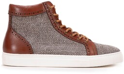 Męskie sneakersy skórzane wysokie brązowe