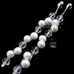 Kolczyki Kryształy Ślubne Crystal Pearl Srebro