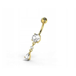 Srebrny kolczyk 925 do pępka łezka z cyrkonią