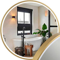 Rea LUSTRO ŚCIENNE LED 90cm MMJ Złote Szczotkowane