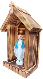 Kapliczka drewniana na figury - palona na wenge