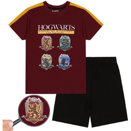 Harry Potter Chłopięca piżama z krótkimi spodniami, bordowo-czarna