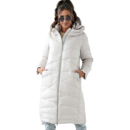 Długi elegancki pikowany płaszcz damski zimowy ocieplany SAMANTA-48