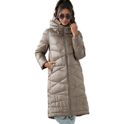 Długi elegancki pikowany płaszcz damski zimowy ocieplany SAMANTA-46