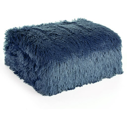 Koc 200 x 220 Dwustronny Futrzak Tifany1 Granat