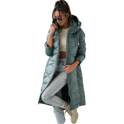 Długi elegancki pikowany płaszcz damski zimowy ocieplany SAMANTA-44