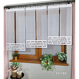 Gotowe firanki panele z ażurem kwiatowym zestaw 3