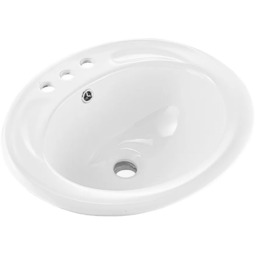 Wpuszczana owalna biała ceramiczna umywalka łazienkowa 485x425 mm