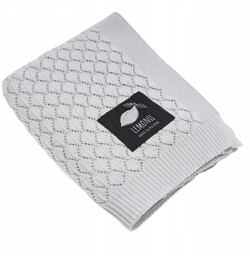 Lemonii Kocyk Koc niemowlęcy ażur listek szary