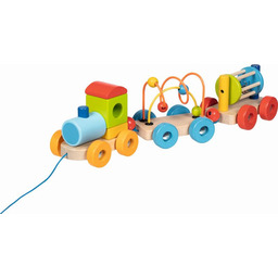Drewniana zabawka do ciągnięcia Pociąg Rio z klockami