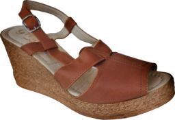 Skórzane sandały brązowe obcas 8 cm nr 38