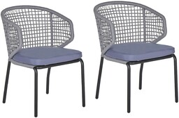 Beliani Zestaw 2 krzeseł ogrodowych poduszki szary