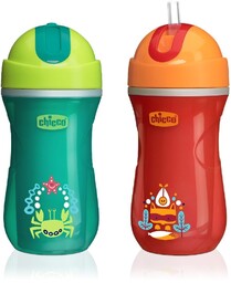 Chicco, Kubek treningowy niekapek ze słomką, Termiczny, 14m+,