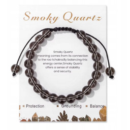 Bransoletka Regulowana z Kamienia Naturalnego Kwarc Dymny Amulet