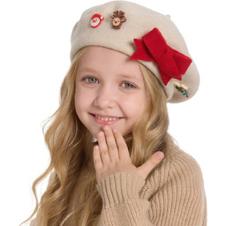 Beret wełniany dziecięcy kremowy 48-52 cm dla chłopca