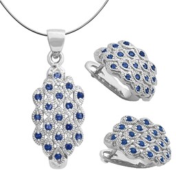 PAVO Komplet srebrnej biżuterii kolczyki naszyjnik szafiry 2,3