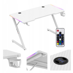 Biurko Gamingowe Komputerowe Huzaro Gracza Białe Rgb Led