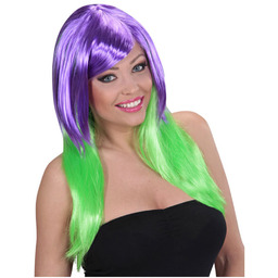 Fioletowo-zielona peruka dwukolorowa