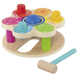 Przebijanka drewniana z młotkiem i sorter kolorów Flower