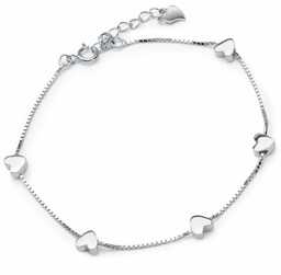 Srebrna Bransoletka 925 Serduszka Grawer