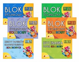 Komplet bloków szkolnych + wycinanka +samoprzylepny A4 Shan