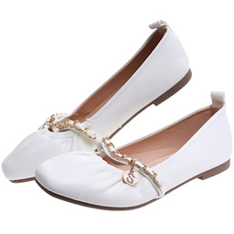 Baleriny damskie z łańcuszkiem Białe