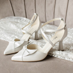 Szpilki ślubne z kokardką - KOTYL 3754 ECRU