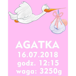 Metryczka dla dziewczynki - plakat Wymiar do wyboru: