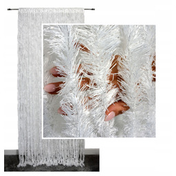 Firana Makarony Piórka Strzępione 300 x 250 Srebrna